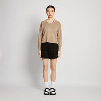 Women Suede Short Pants - Black - SW2512222C
