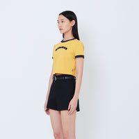 Women Graphic Cropped Top - Yellow - SW2603069C