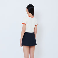Women Graphic Cropped Top - Off White - SW2603069A