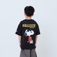 Peanuts Kids Printed Oversized Jersey Tee - Black - PK2605003C