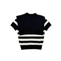 Women Striped 2-in-1 Knit Top - Navy - SW2605109B