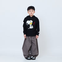 Peanuts Kids Embroidery Oversized Hoodie - Black - PK2605009B