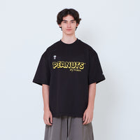 Peanuts Gender Neutral Printed Oversized Jersey Tee - Black - PU2605003D