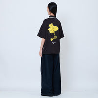 Peanuts Gender Neutral Printed Oversized Jersey Polo Tee - Black - PU2605004B