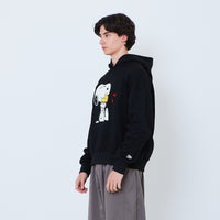 Peanuts Gender Neutral Embroidery Oversized Hoodie - Black - PU2605009B