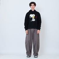 Peanuts Gender Neutral Embroidery Oversized Hoodie - Black - PU2605009B