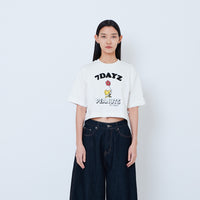 Peanuts Women Embroidery Cropped Tee - Off White - PW2605001A