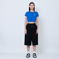 Peanuts Women Embroidery Cropped Tee - Blue - PW2605002A