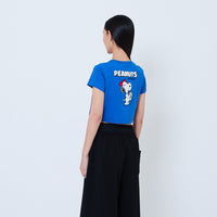 Peanuts Women Embroidery Cropped Tee - Blue - PW2605002A