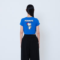 Peanuts Women Embroidery Cropped Tee - Blue - PW2605002A