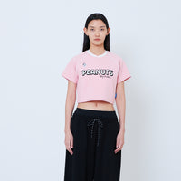 Peanuts Women Printed Cropped Jersey Tee - Pink - PW2605003A