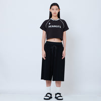 Peanuts Women Printed Cropped Jersey Tee - Black - PW2605003B