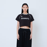Peanuts Women Printed Cropped Jersey Tee - Black - PW2605003B