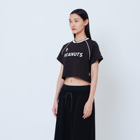 Peanuts Women Printed Cropped Jersey Tee - Black - PW2605003B