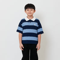 Boy Oversized Stripe Polo Top - Blue - SB2512178A