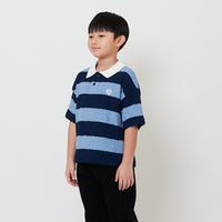Boy Oversized Stripe Polo Top - Blue - SB2512178A