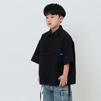 Boy Printed Oversized Shirt - Black - SB2602015B