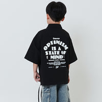 Boy Printed Oversized Shirt - Black - SB2602015B