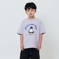 Boy Embroidery Oversized Tee - Lilac - SB2602019B