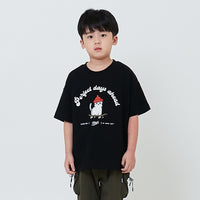 Boy Embroidery Oversized Tee - Black - SB2602019D