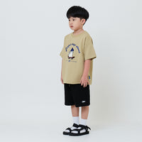 Boy Waffle Knit Embroidery Shorts - Black - SB2602023C