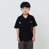 Boy Printed Oversized Polo Tee - Black - SB2603026B