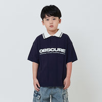 Boy Emboidery Oversized Polo Top - Navy - SB2603027B