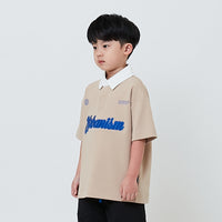 Boy Embroidery Oversized Polo Tee - Beige - SB2604037A