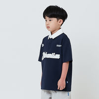 Boy Embroidery Oversized Polo Tee - Navy - SB2604037B