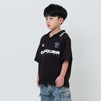 Boy Embroidery Oversized Polo Jersey - Black - SB2604039B