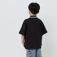 Boy Embroidery Oversized Polo Jersey - Black - SB2604039B