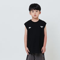Boy Printed Oversized Sleeveless Top - Black - SB2604043B