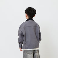Boy Corduroy Cropped Jacket - Blue - SB2606083A