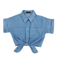 Gril Cropped Shirt - Blue - SG2301013C