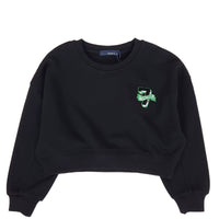 Girl Cropped Long Sleeve Top - Black - SG2307054B