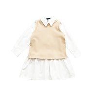 Girl 2 in 1 Pique Dress - Khaki - SG2308065Z