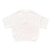 Girl Knit Cropped Top - Cream - SG2312107A