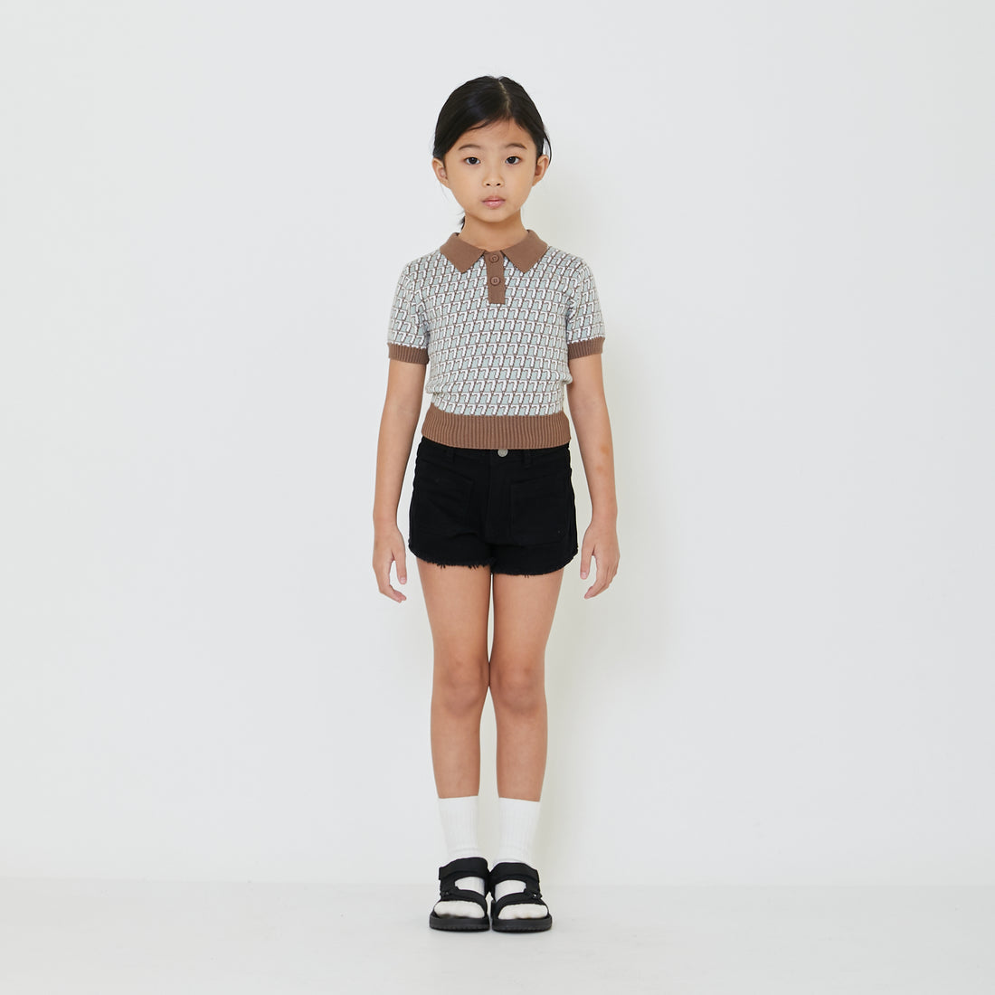 Girl Monogram Polo Knit Top - SG2401007
