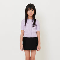Girl Cable Knit Cropped Top - Purple - SG2508069A