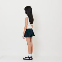 Girl Plaid Pleated Skirt - Dark Green - SG2510088A