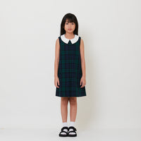 Girl Detachable Collar Plaid Dress - Dark Green - SG2510090A
