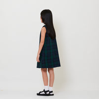 Girl Detachable Collar Plaid Dress - Dark Green - SG2510090A