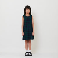 Girl Detachable Collar Plaid Dress - Dark Green - SG2510090A