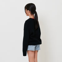 Girl Sequin Cardigan - Black - SG2511107A