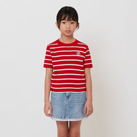 Girl Striped Embroidery Knit Top - SG2512116