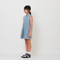 Girl Mandarin Collar Dress - Light Blue - SG2512127A