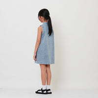 Girl Mandarin Collar Dress - Light Blue - SG2512127A