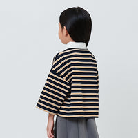 Girl Striped Cropped Top - Navy - SG2603037A