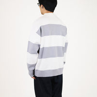 Men Oversized Polo Sweater - Light Grey - SM2303024C