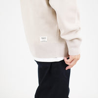 Men Oversized Polo Sweater - Light Beige - SM2303024D